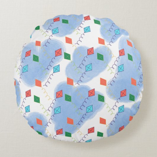 Vlieger Zomer Doodles Patroon Rond Kussen (Voorkant)