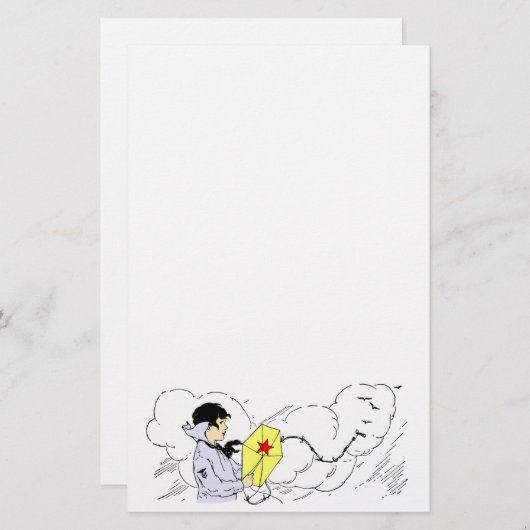 Vliegeren op een Windy Day Stationery Briefpapier (Voorkant / Achterkant)