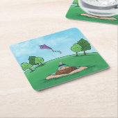 Vliegeren Vierkante Papier Onderzetter (Schuin)