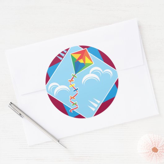 vliegerplezier ronde sticker (Envelop)