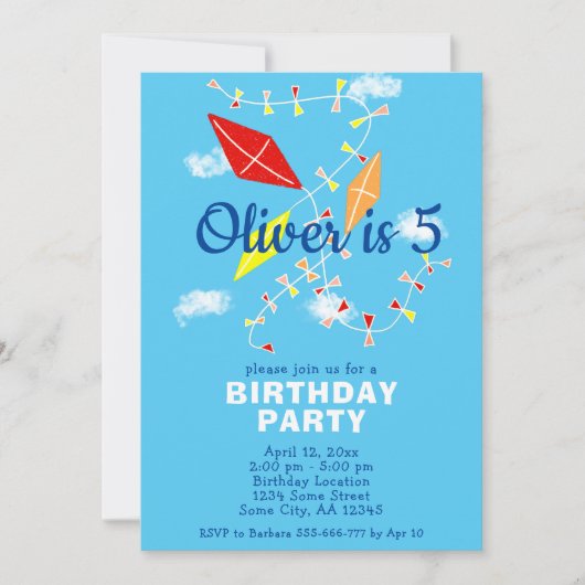 Vliegers in de Blauwe Hemel Tekening Kinderen Verj Kaart (Voorkant)