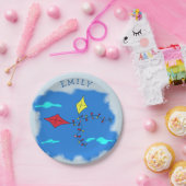 Vliegers in de blauwe lucht Naam Papieren Bordje (Feest)