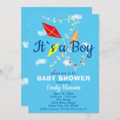 Vliegers in de lucht Het is een Boy Baby shower Ui Kaart (Voorkant / Achterkant)