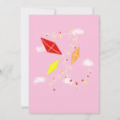 Vliegers in de roze lucht meisje verjaardag bedankkaart (Achterkant)