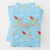 Vliegers in de Sky Blue Pattern Kinder Inpakpapier Vel (In situ)