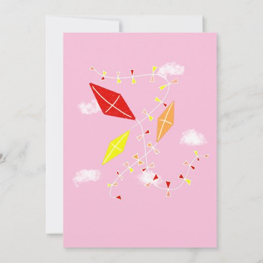 Vliegers in Roze Lucht Meisje Verjaardag Bedankkaart (Achterkant)