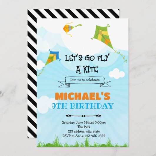 Vliegerveld dag verjaardagsfeestje uitnodiging (Voorkant / Achterkant)