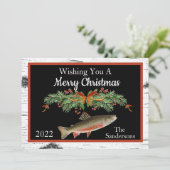 Vliegforel die je een prettige kerst geeft feestdagenkaart (Staand voorkant)