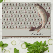 Vlieghanddoek met  vliegen regenboogforel theedoek (Gevouwen)