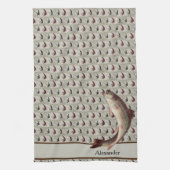 Vlieghanddoek met  vliegen regenboogforel theedoek (Verticaal)