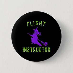 Vlieginstructeur heks Halloween Ronde Button 5,7 Cm