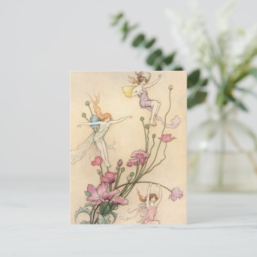  vliegjes, drie spirits gevuld met joy briefkaart (Staand voorkant)