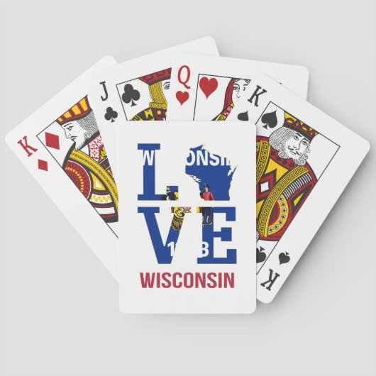 Vliegliefde van de staatsvlag van Wisconsin Pokerkaarten (Achterkant)