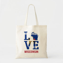Vliegliefde van de staatsvlag van Wisconsin Tote Bag
