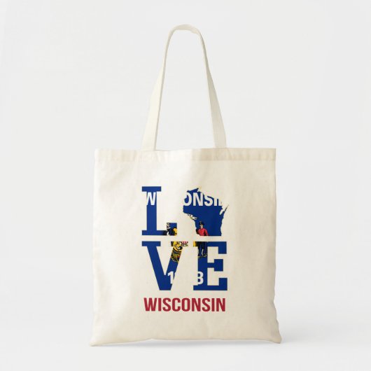 Vliegliefde van de staatsvlag van Wisconsin Tote Bag (Voorkant)