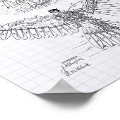 Vliegmachine 1889 Kunst met patenten - Lijnspeper Poster (Hoek)