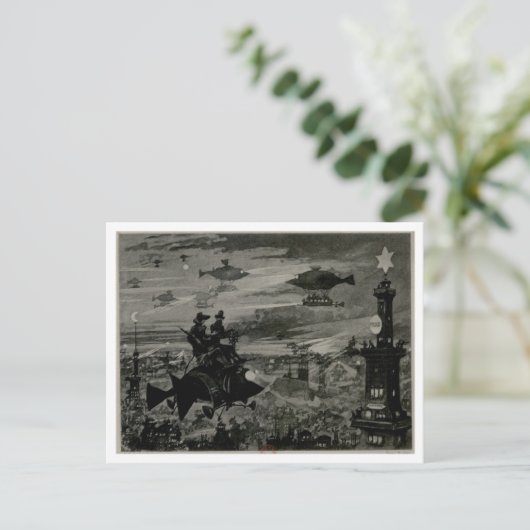 Vliegmachine over Parijs Briefkaart (Staand voorkant)