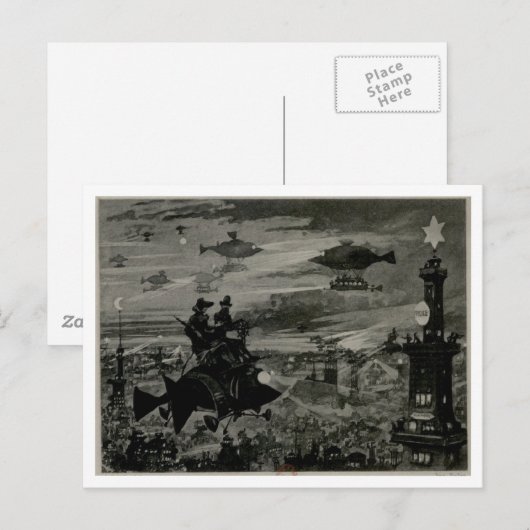 Vliegmachine over Parijs Briefkaart (Voorkant / Achterkant)