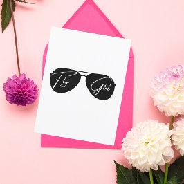 Vliegmeisje, Aviator Zonnebril, Script, Lieve Verj Briefkaart
