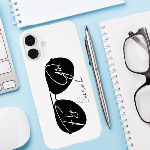 Vliegmeisje Script Zwarte Aviator Zonnebril, Aange iPhone 16 Plus Hoesje