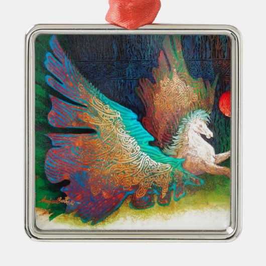 Vliegpaard Metalen Ornament (Voorkant)