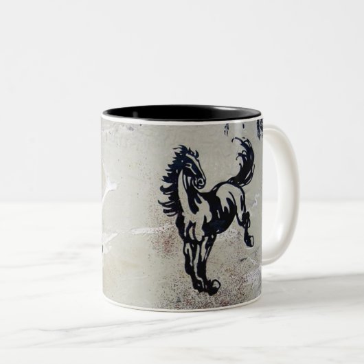 "Vliegpaarden" Tweekleurige Koffiemok (Voorkant rechts)