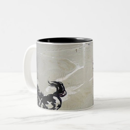 "Vliegpaarden" Tweekleurige Koffiemok (Voorkant links)