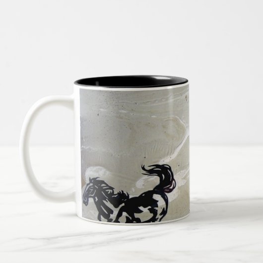 "Vliegpaarden" Tweekleurige Koffiemok (Links)