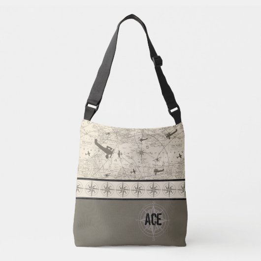 Vliegpad vliegtuig crossbody tas (Voorkant)