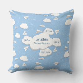 Vliegpapier Vliegtuigen Wolken baby Geboortestatis Kussen