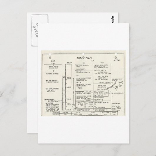  vliegplan Apollo 11 Briefkaart (Voorkant / Achterkant)