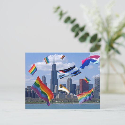 vliegPride boven Chicago Briefkaart (Staand voorkant)