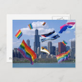 vliegPride boven Chicago Briefkaart (Voorkant / Achterkant)