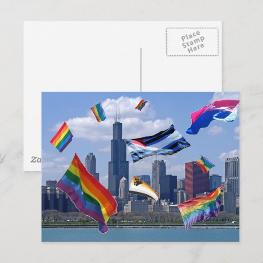 vliegPride boven Chicago Briefkaart (Voorkant / Achterkant)