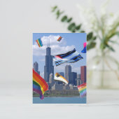 vliegPride boven Chicago Briefkaart (Staand voorkant)