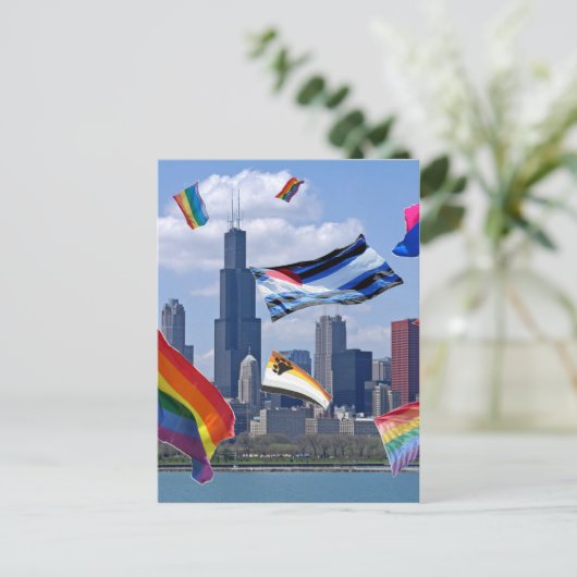 vliegPride boven Chicago Briefkaart (Staand voorkant)