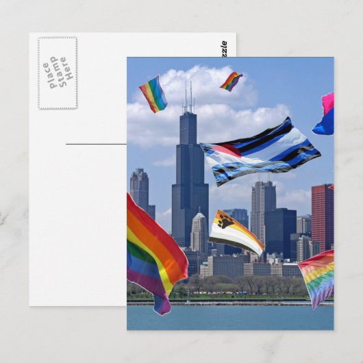 vliegPride boven Chicago Briefkaart (Voorkant / Achterkant)
