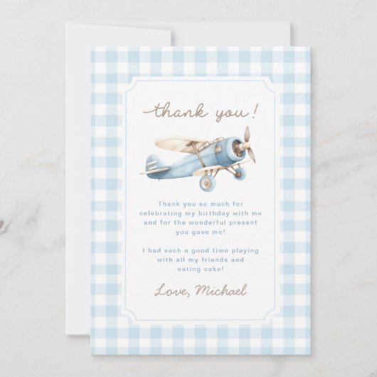 vliegreizen 1e verjaardag bedankkaart (Voorkant)