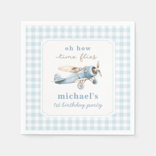 vliegreizen 1e verjaardag servet (Voorkant)