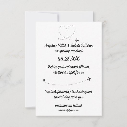 Vliegreizen - 3x5 Opslaan van de datum van uitnodi Kaart (Achterkant)