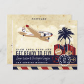 vliegreizen Save the Date Briefkaart (Voorkant / Achterkant)