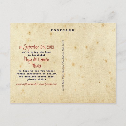  vliegreizen Save the Date Briefkaart (Achterkant)