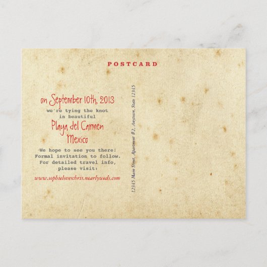  vliegreizen Save the Date Briefkaart (Achterkant)