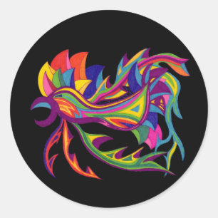 Vliegrooster meerkleurige mozaïekmantel ronde sticker
