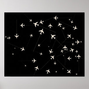 vliegroutes voor decor poster