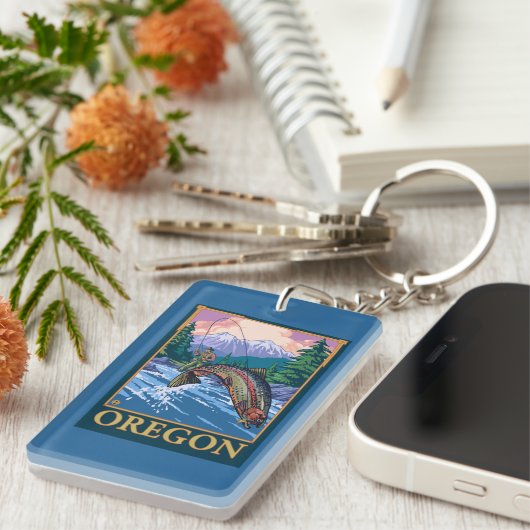 Vliegscène — Vintage Travel Poster Sleutelhanger (Voorkant Rechts)