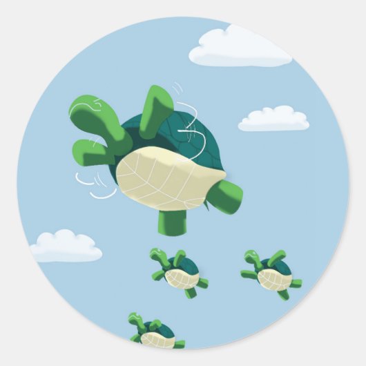 Vliegschildpad Ronde Sticker (Voorkant)