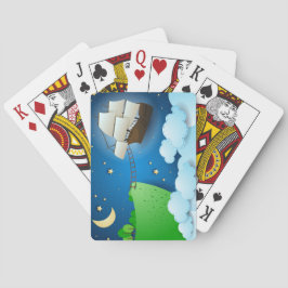 Vliegschip bij aanlanding pokerkaarten