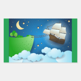 Vliegschip bij aanlanding rechthoekige sticker