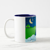 Vliegschip bij aanlanding tweekleurige koffiemok (Links)